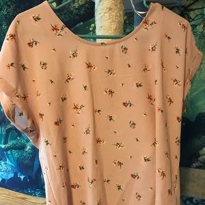 Pink floral blouse with zipper in back
